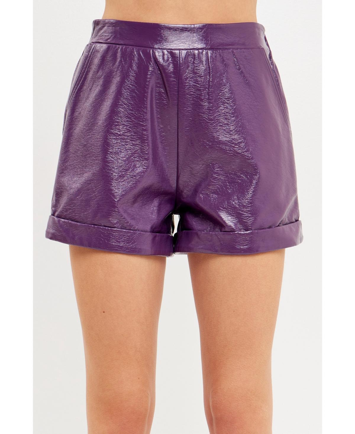 Grey Lab Womens Shiny Pu Shorts Product Image