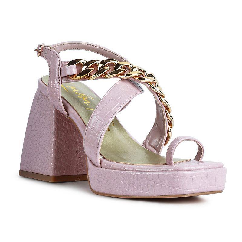 London Rag Frecklin Metal Chain Strap Womens Block Sandal Product Image