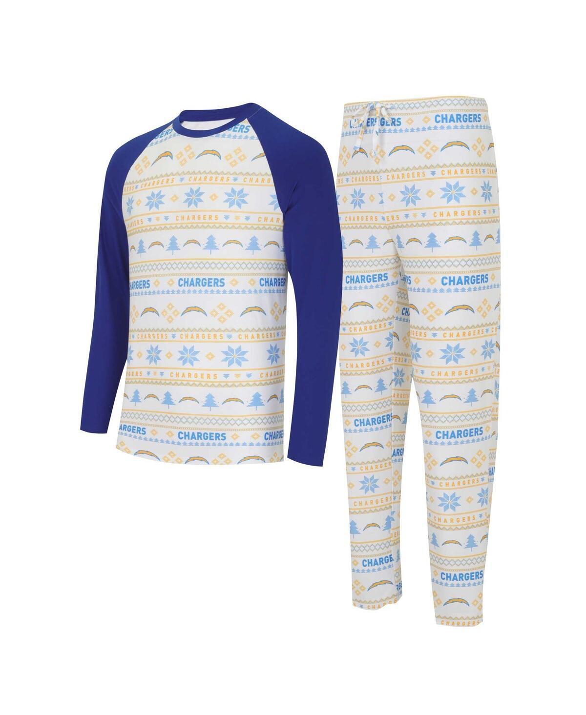 Mens Concepts Sport White/Powder Blue Los Angeles Chargers TinselRaglan Long Sleeve T-Shirt & Pants Sleep Set Product Image