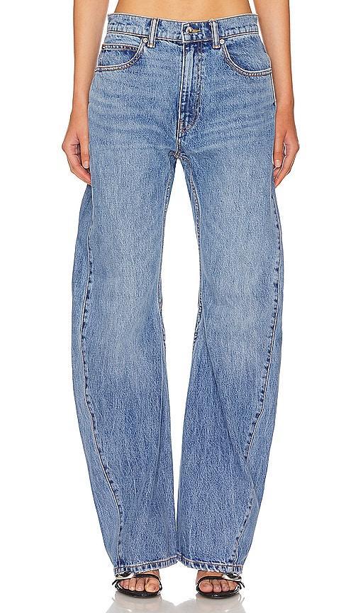 MIDE-RISE-JEANS MIT WEITEM BEIN SLOUCHY TWISTED Product Image