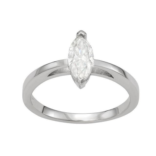 Moissanite Outlet Sterling Silver 3/4 Carat T.W. Lab-Created Moissanite Marquise Solitaire Ring, Womens Product Image