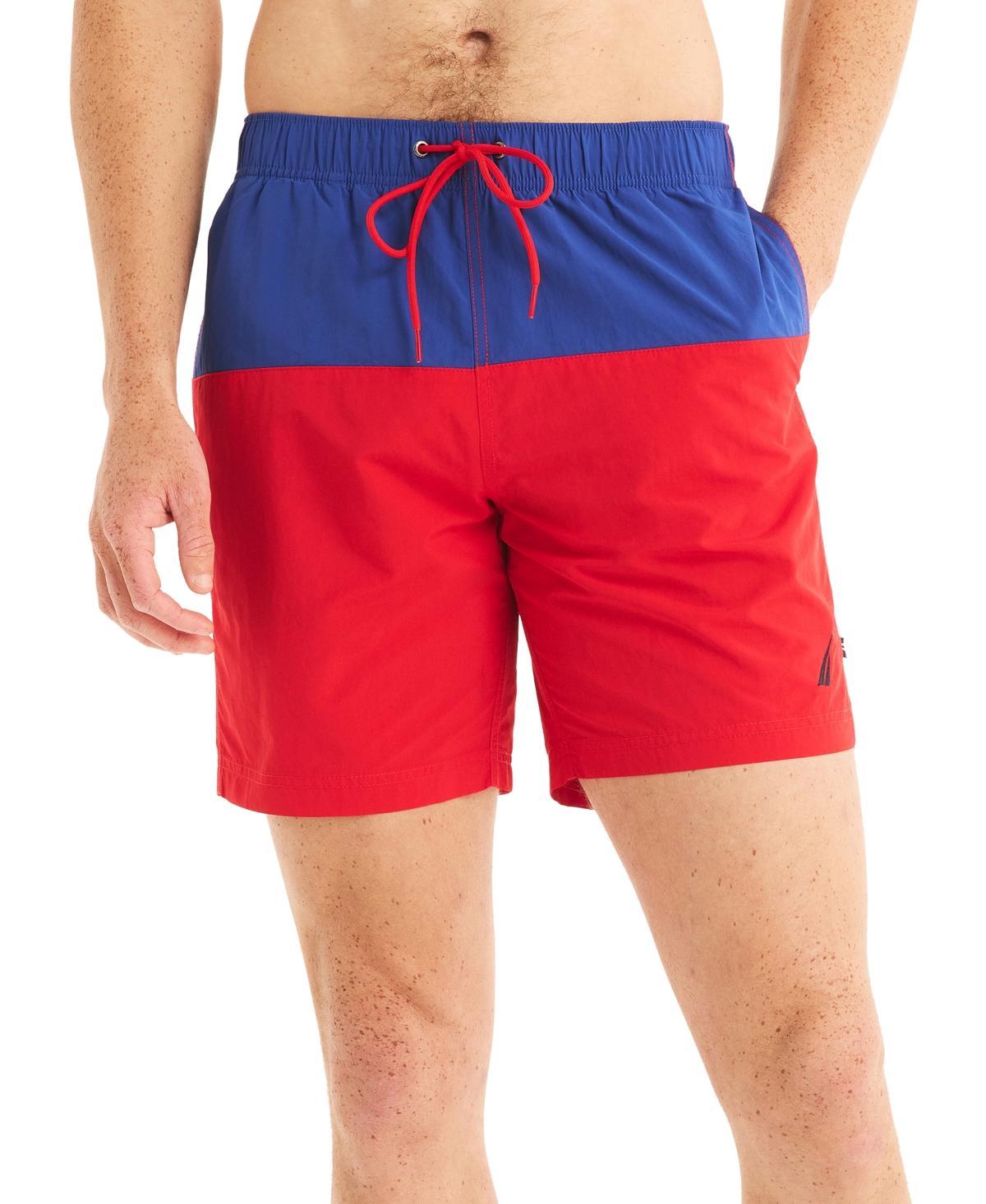 Nautica Mens Horizontal Colorblocked 6 Swim Trunks - Cobalt Product Image