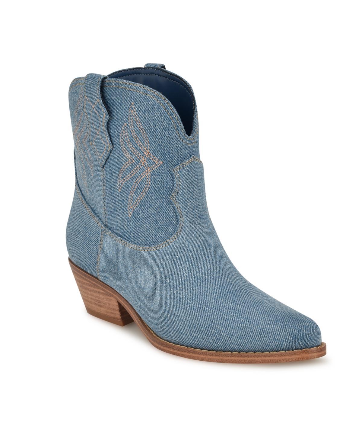 Nine West Texen Womens Western Ankle Boots Blue Blue Product Image