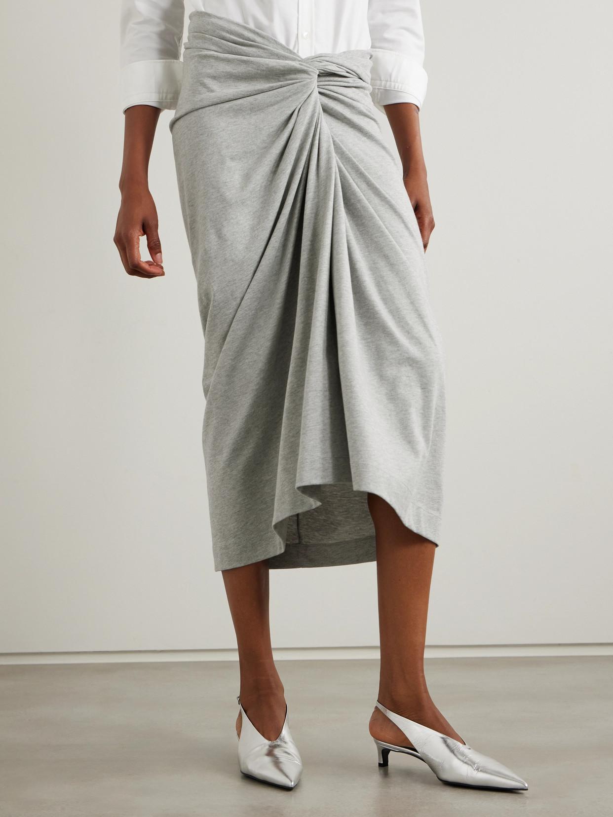 DRIES VAN NOTEN High Waist Draped Skirt In Grey Product Image