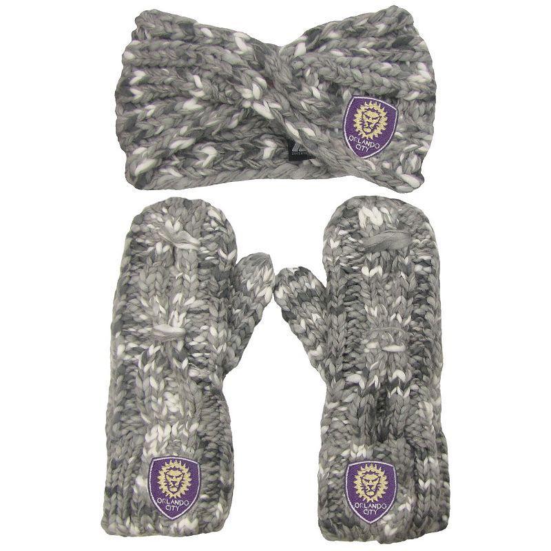 Women's ZooZatz Orlando City SC Marled Headband and Mittens Set, Orf Grey Product Image