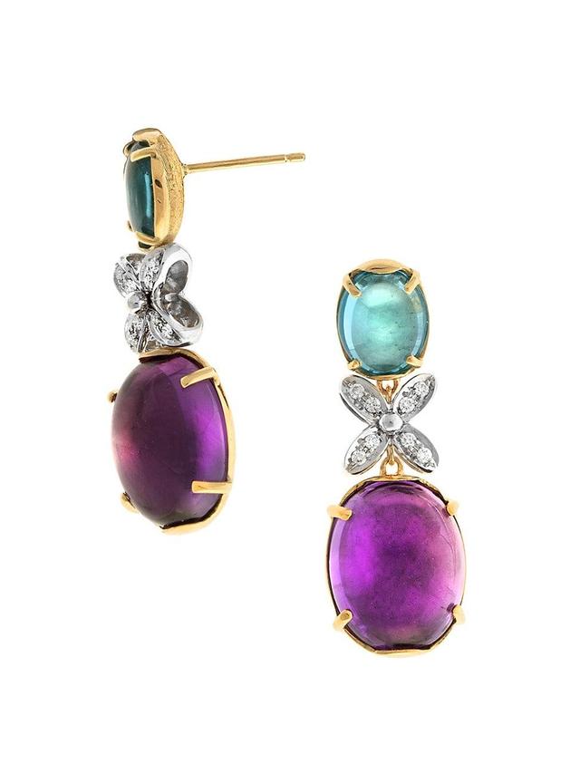 Womens Marrakech Onde Elevated 18K Gold, Diamond, Blue Topaz & Amethyst Drop Earrings Product Image