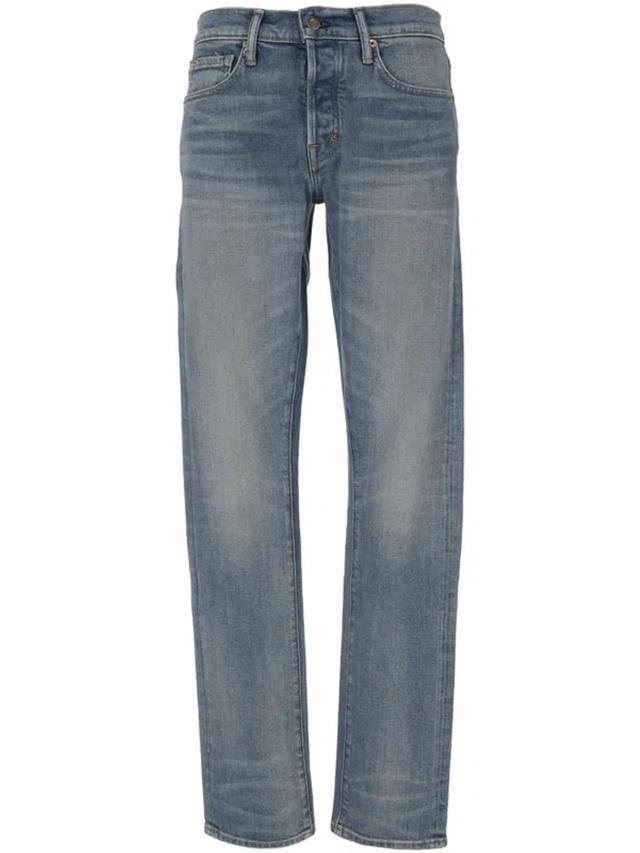 Broken Twill Slim Fit Denim Jeans In Blue Product Image