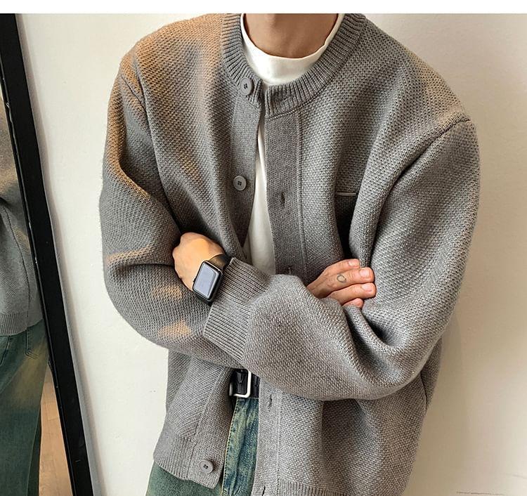 Round Neck Plain Cardigan Product Image