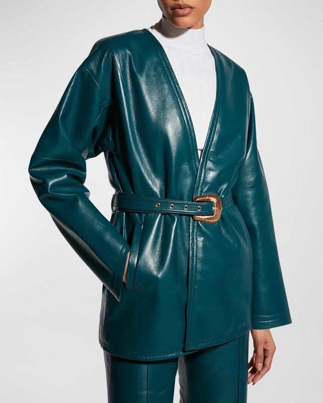 Womens Jasper Recycled Leather Coat Product Image