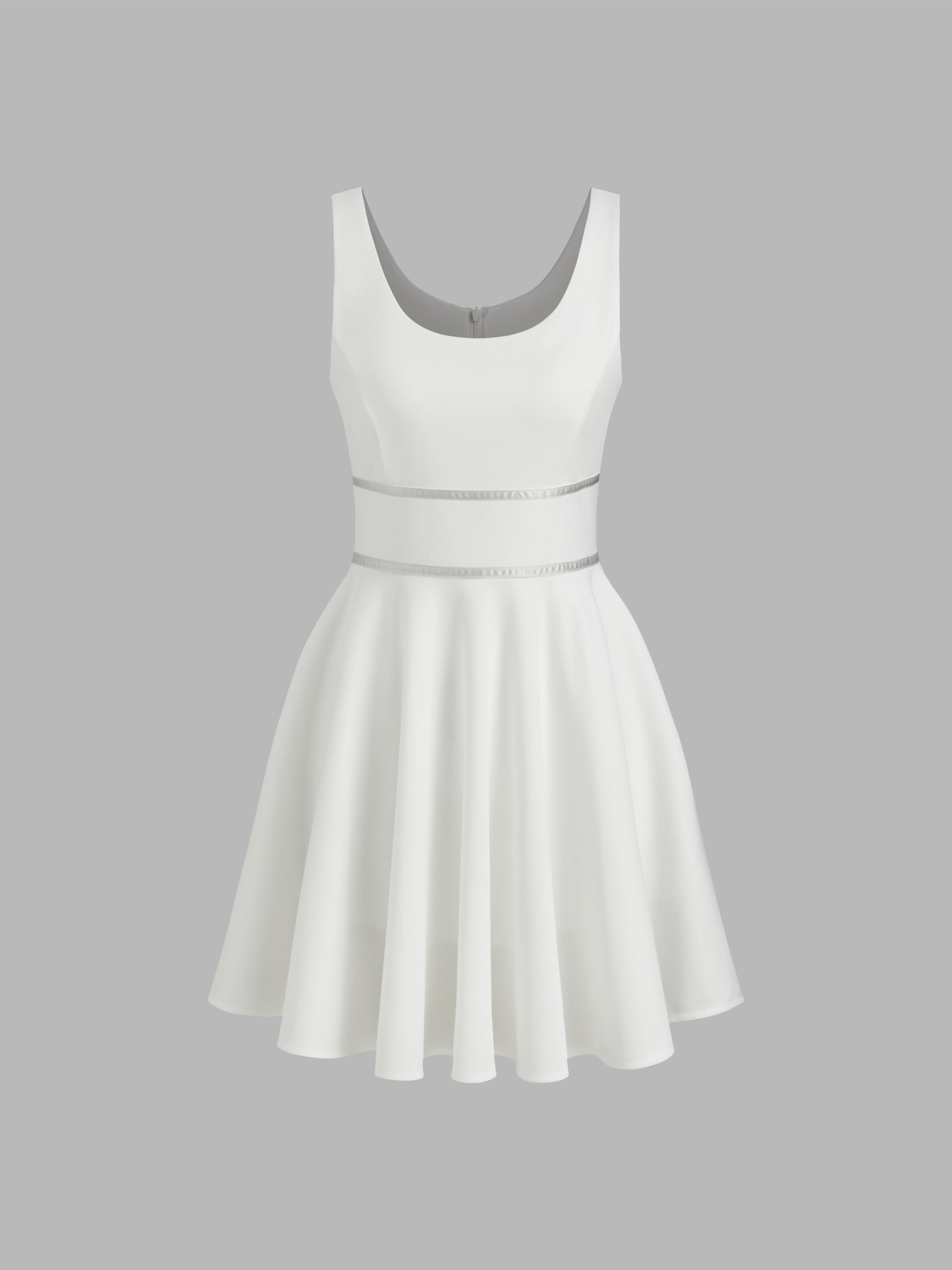 Scoop Neckline Solid Ruffle Sleeveless Mini Dress Product Image