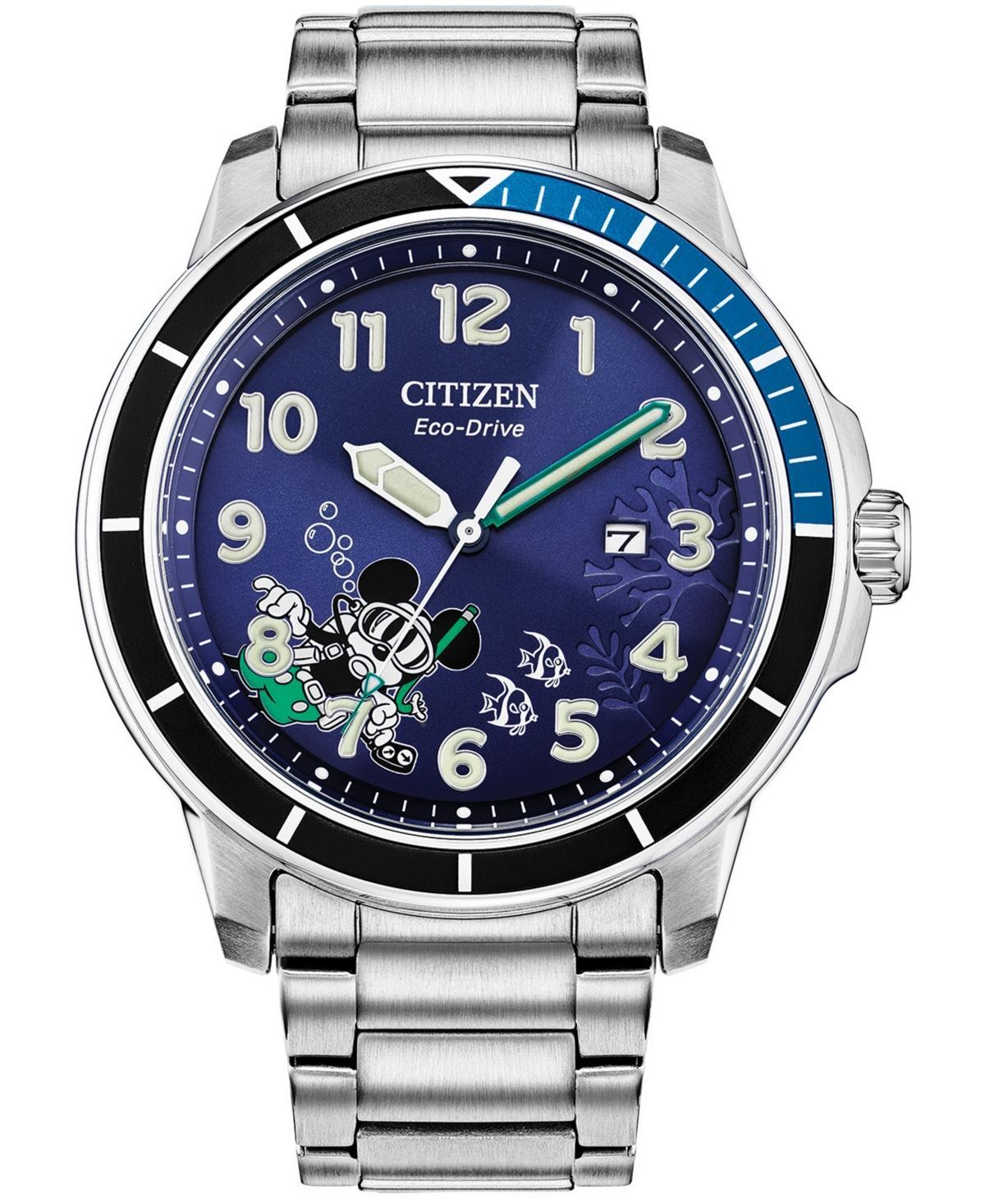 Disneys Mickey Mouse Diver Mens Eco-Drive Stainless Steel Watch by Citizen - AW1529-81W Grey Product Image