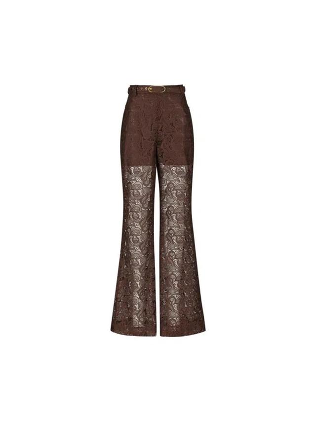 Illustration Lace Flared Pants In Brown Product Image