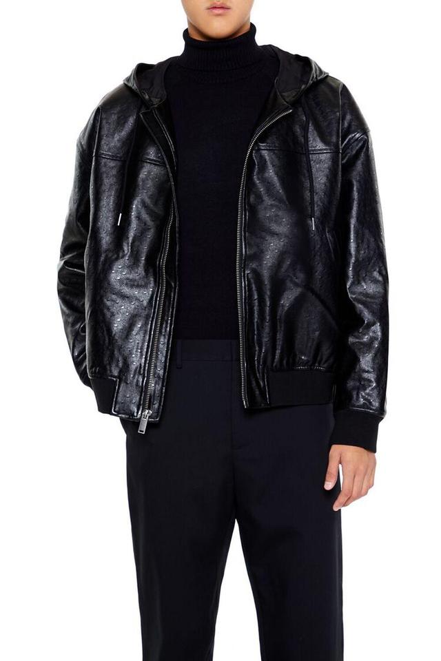 Hooded Faux Leather Bomber Jacket | Forever 21 Product Image