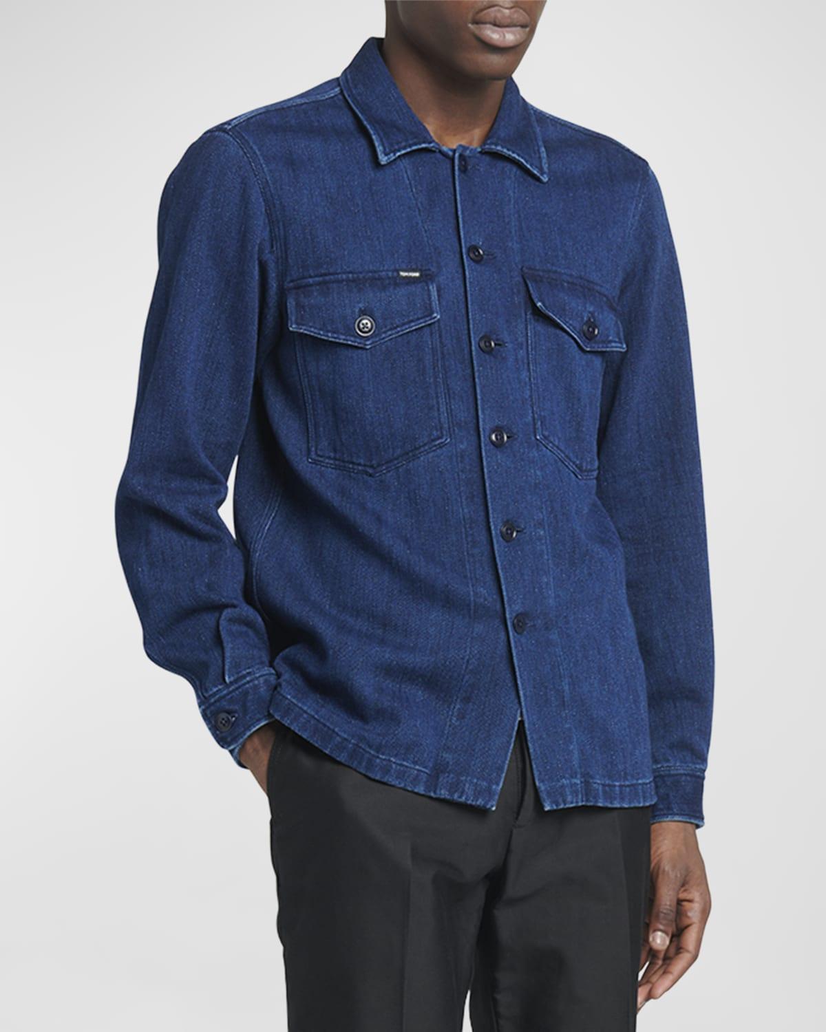 Mens Dark Wash Denim Overshirt Product Image