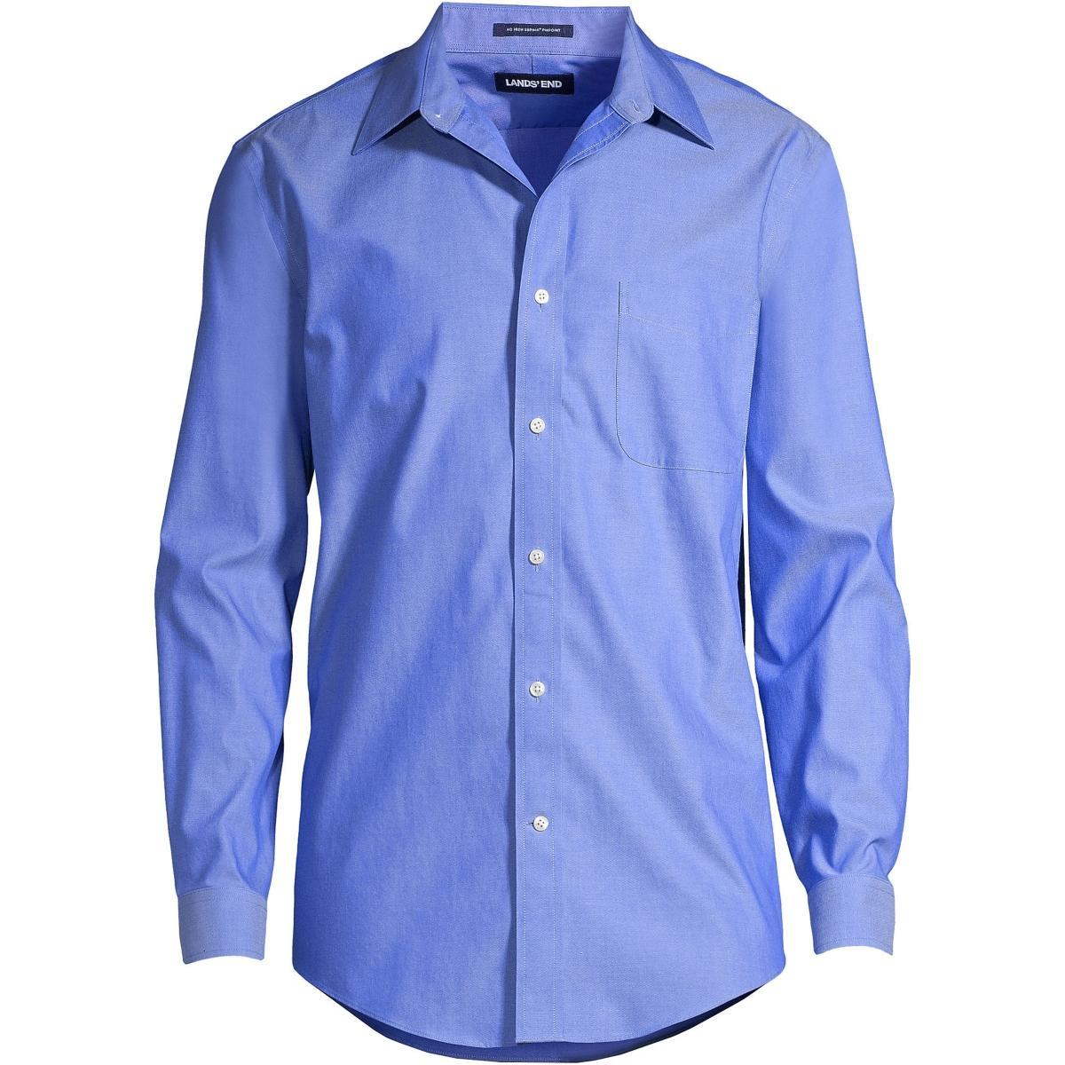 Lands End Mens Solid No Iron Supima Pinpoint Straight Collar Dress Shirt Product Image