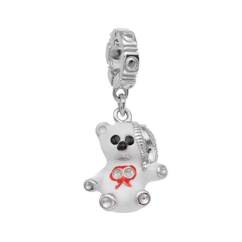 Sterling Silver Cubic Zirconia Tiny Bear Charm, Womens Product Image