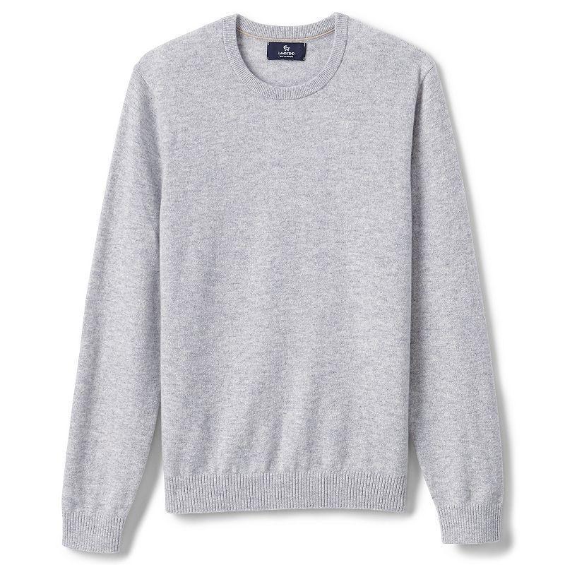 Mens Lands End Fine-Gauge Cashmere Crewneck Sweater Mulled Wine Grey Product Image