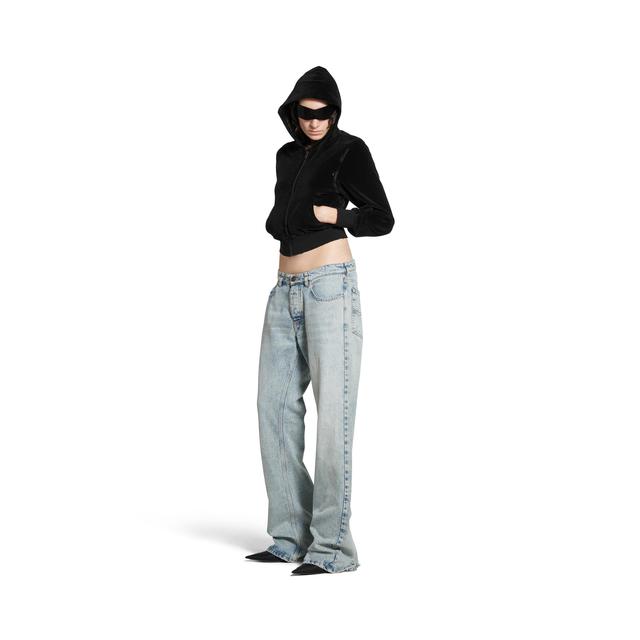 Low Waist Straight Pants in Light Blue Product Image