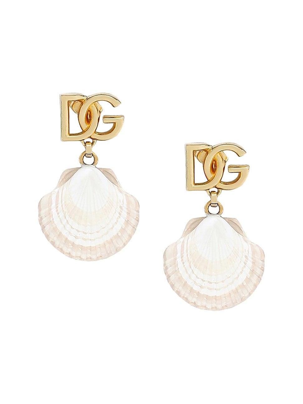 Womens Goldtone & Shell Monogram Drop Earrings Product Image