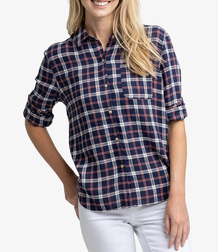 Southern Tide Niki Chilly Morning Plaid Long Sleeve Button Front Shirt Product Image