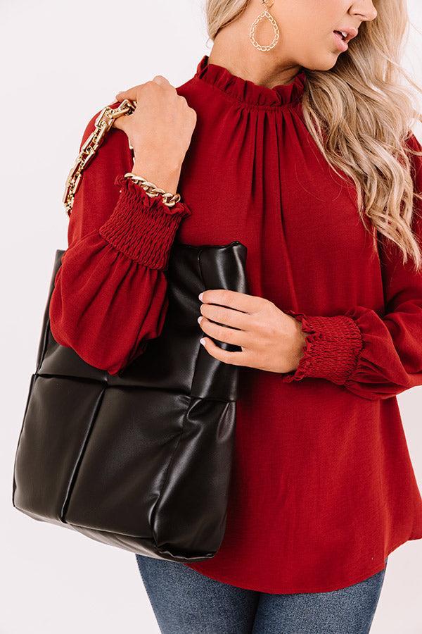 Date Night Faux Leather Tote In Black Product Image