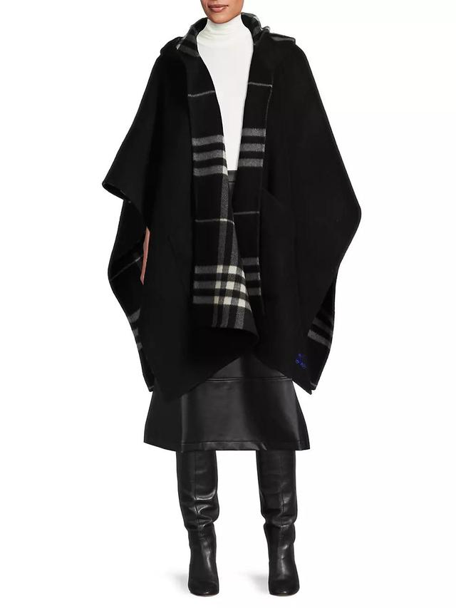 Check Hooded Cashmere Cape Product Image