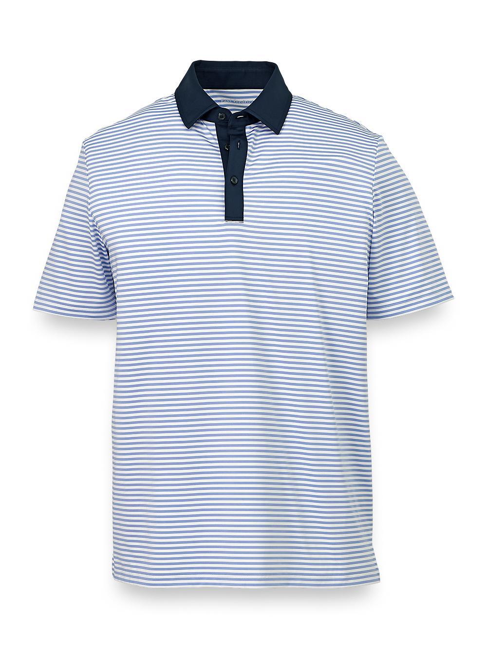 Performance Blend Three Button Polo - Sky Blue Product Image