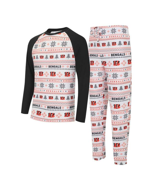 Mens Concepts Sport White Cincinnati Bengals TinselRaglan Long Sleeve T-shirt and Pants Sleep Set - White Product Image