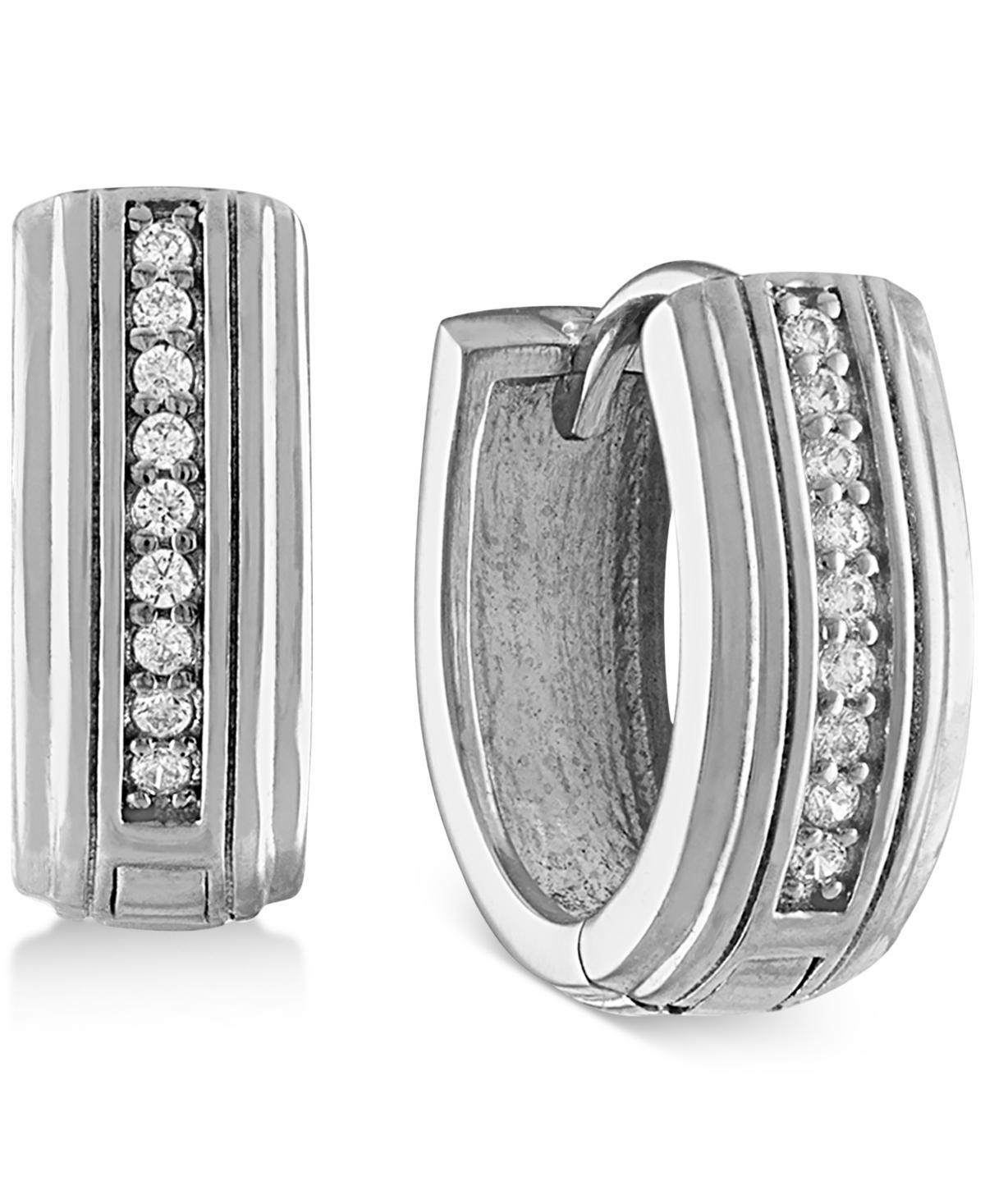 Esquire Mens Jewelry Diamond Hoop Earrings (1/10 ct. t.w.) in Sterling Silver, Created for Macys (Also in 14k Gold Over Silver) Product Image