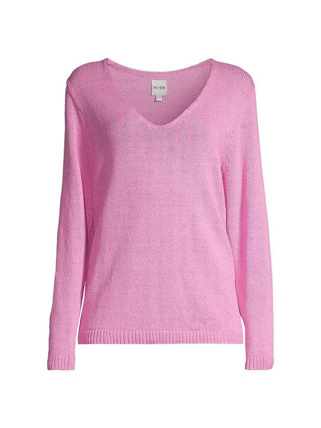 Womens Cotton V-Neck Sweater Product Image