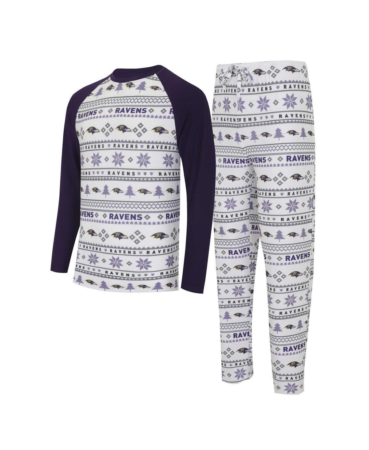 Mens Concepts Sport /Purple Baltimore Ravens TinselRaglan Long Sleeve T-Shirt & Pants Sleep Set Product Image