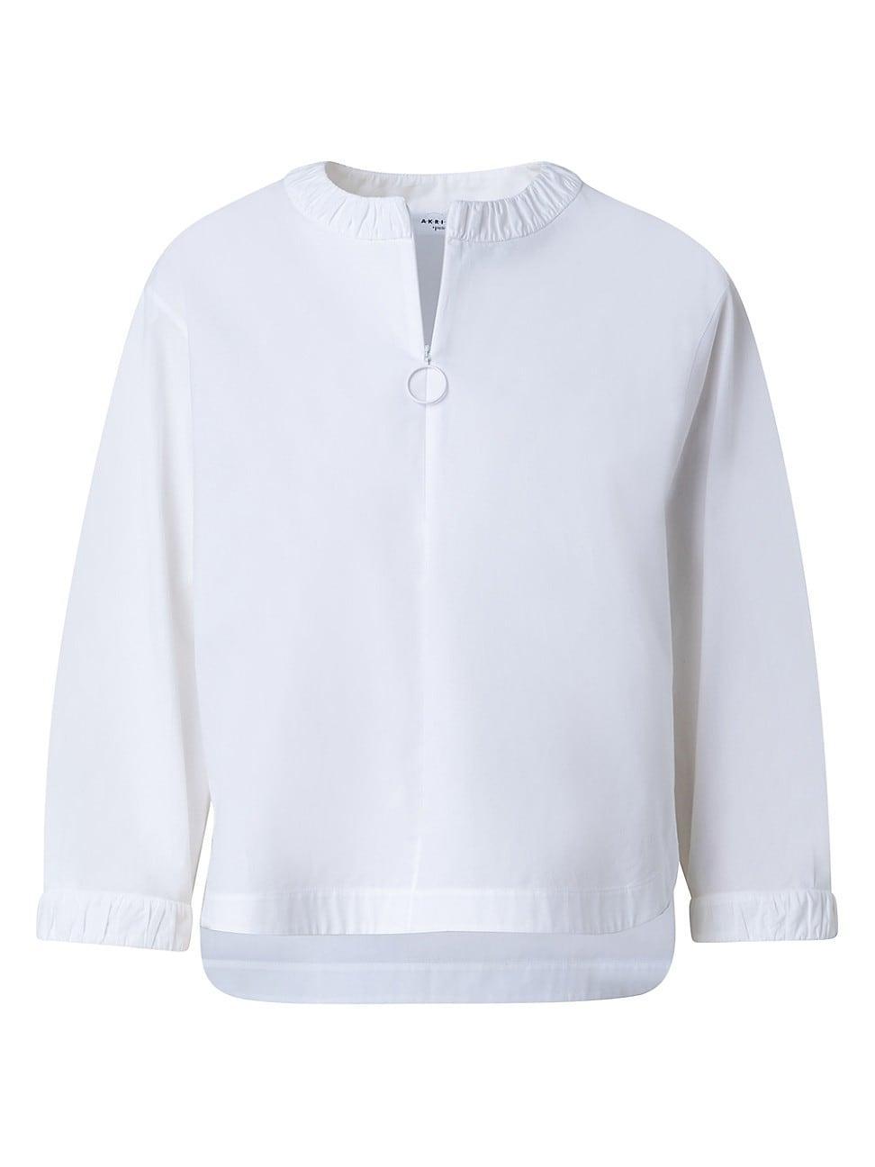 Womens Cotton Zip-Front Blouse Product Image