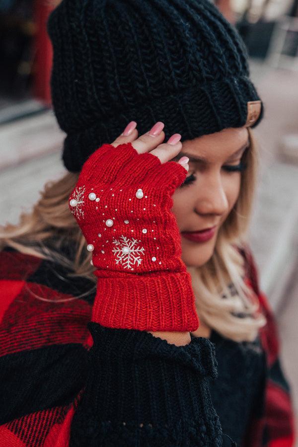 Christmas Cocoa Gloves In Red Product Image