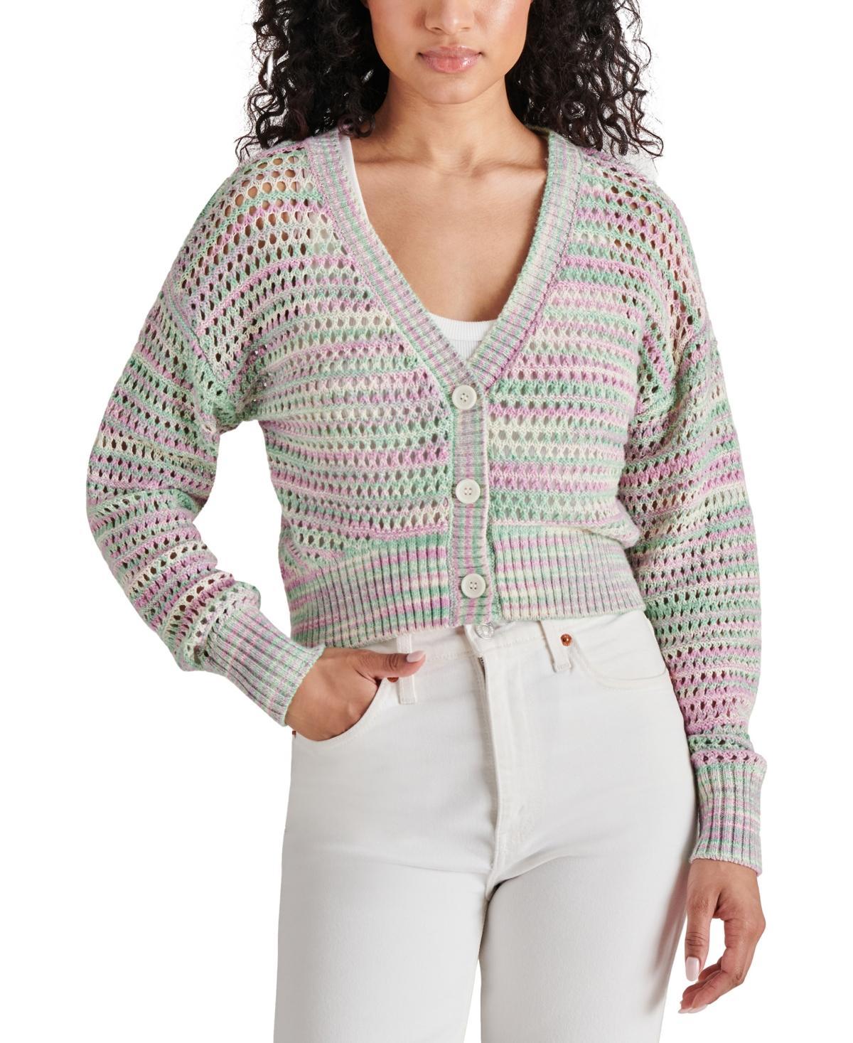 Steve Madden Womens Lucas Open-Knit Cardigan Sweater Product Image