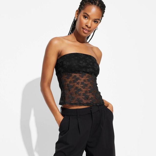 Womens Lace Tube Top - Wild Fable Black M Product Image