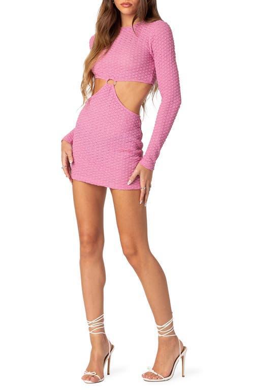 EDIKTED Nekita Textured Long Sleeve Cutout Minidress Product Image