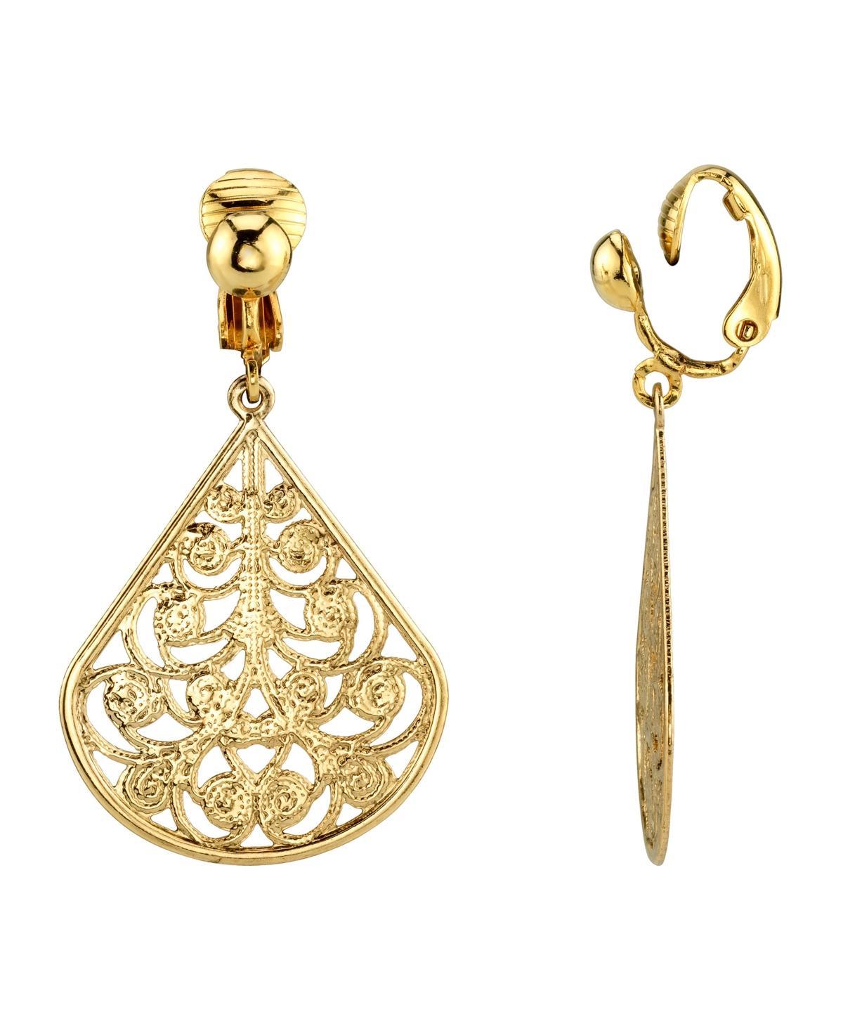 1928 Filigree Detail Teardrop Earrings, Womens, Gold Tone Product Image