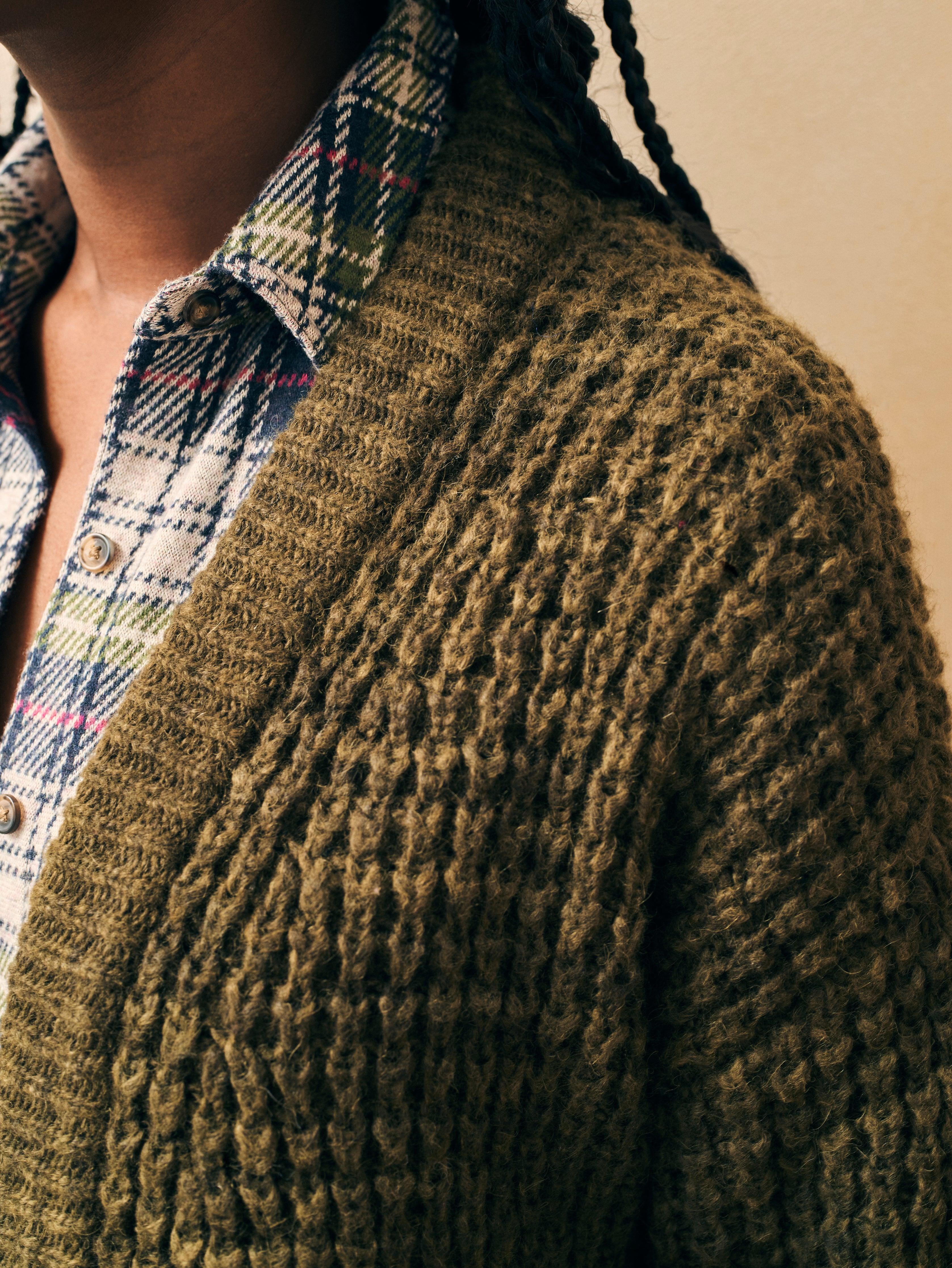 Frost Waffle Cardigan - Olive Female Product Image