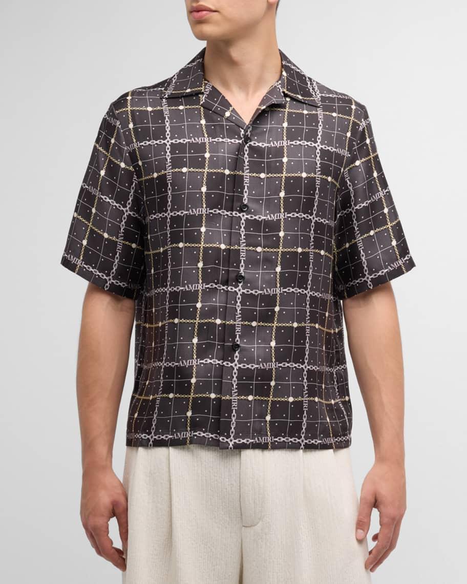 Mens Charm Check Silk Camp Shirt Product Image