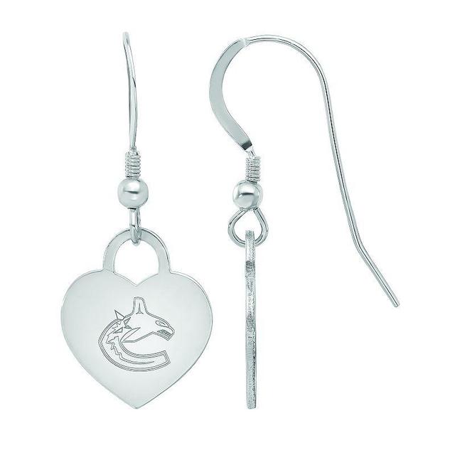 LogoArt Sterling Silver Vancouver Canucks Heart Drop Earrings, Womens Product Image