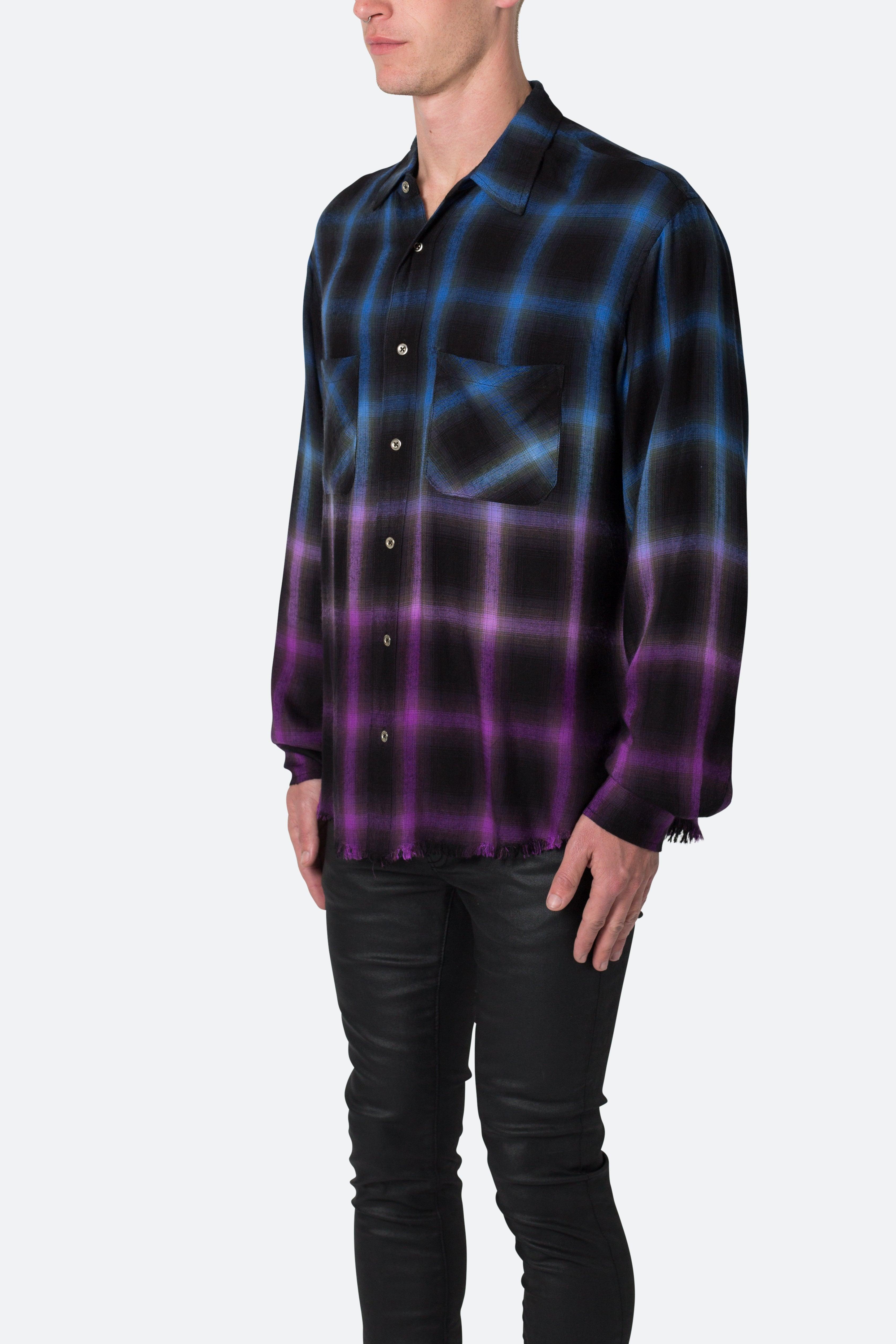 Ombre Flannel Shirt - Black/Purple Product Image