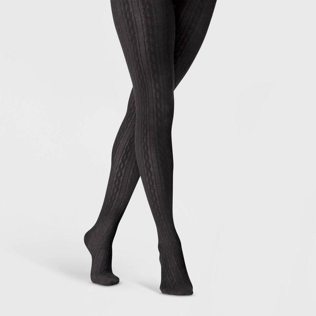 Womens Cable Sweater Tights - A New Day Black M/L Product Image