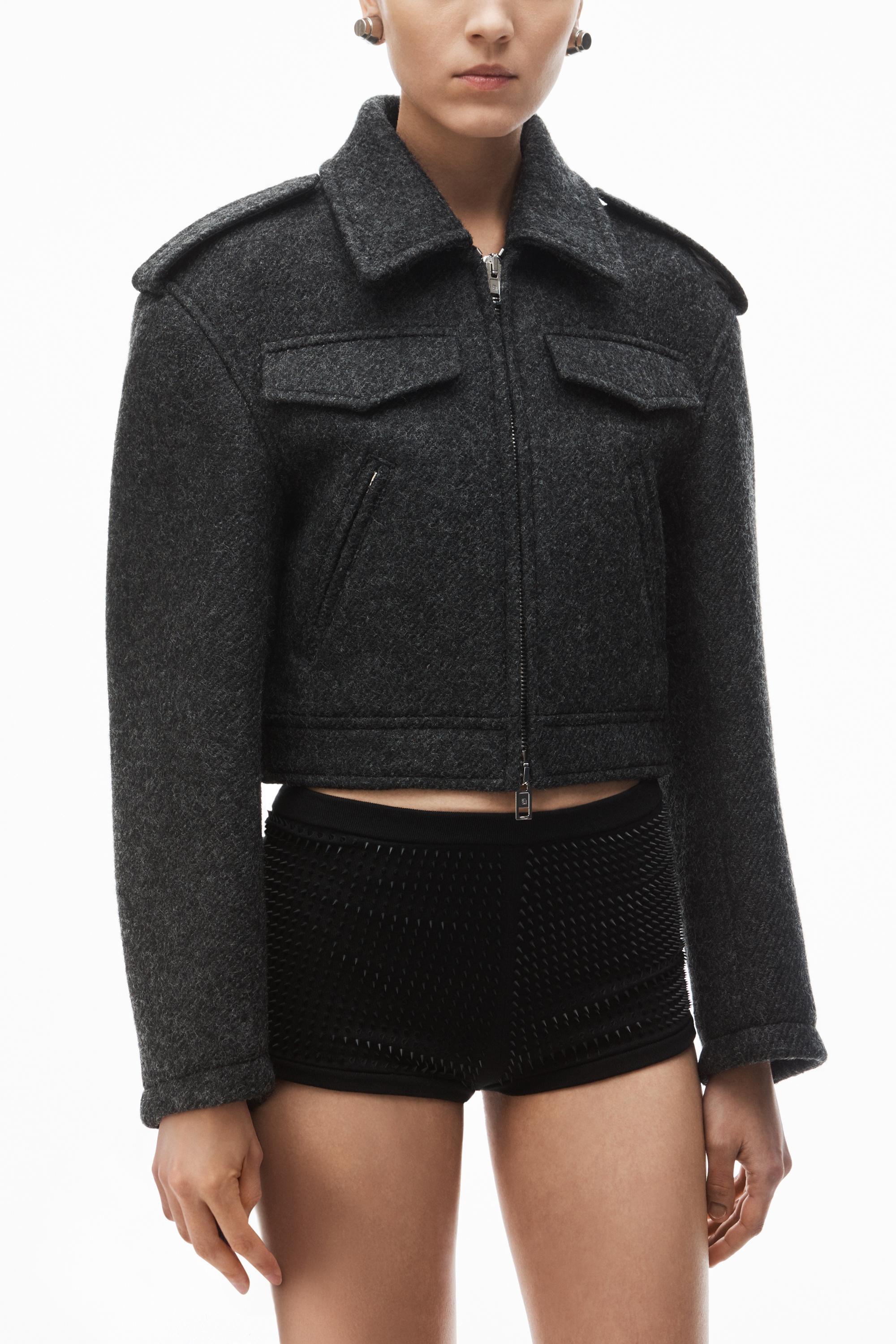 Cropped Military Jacket In Donegal Wool Product Image