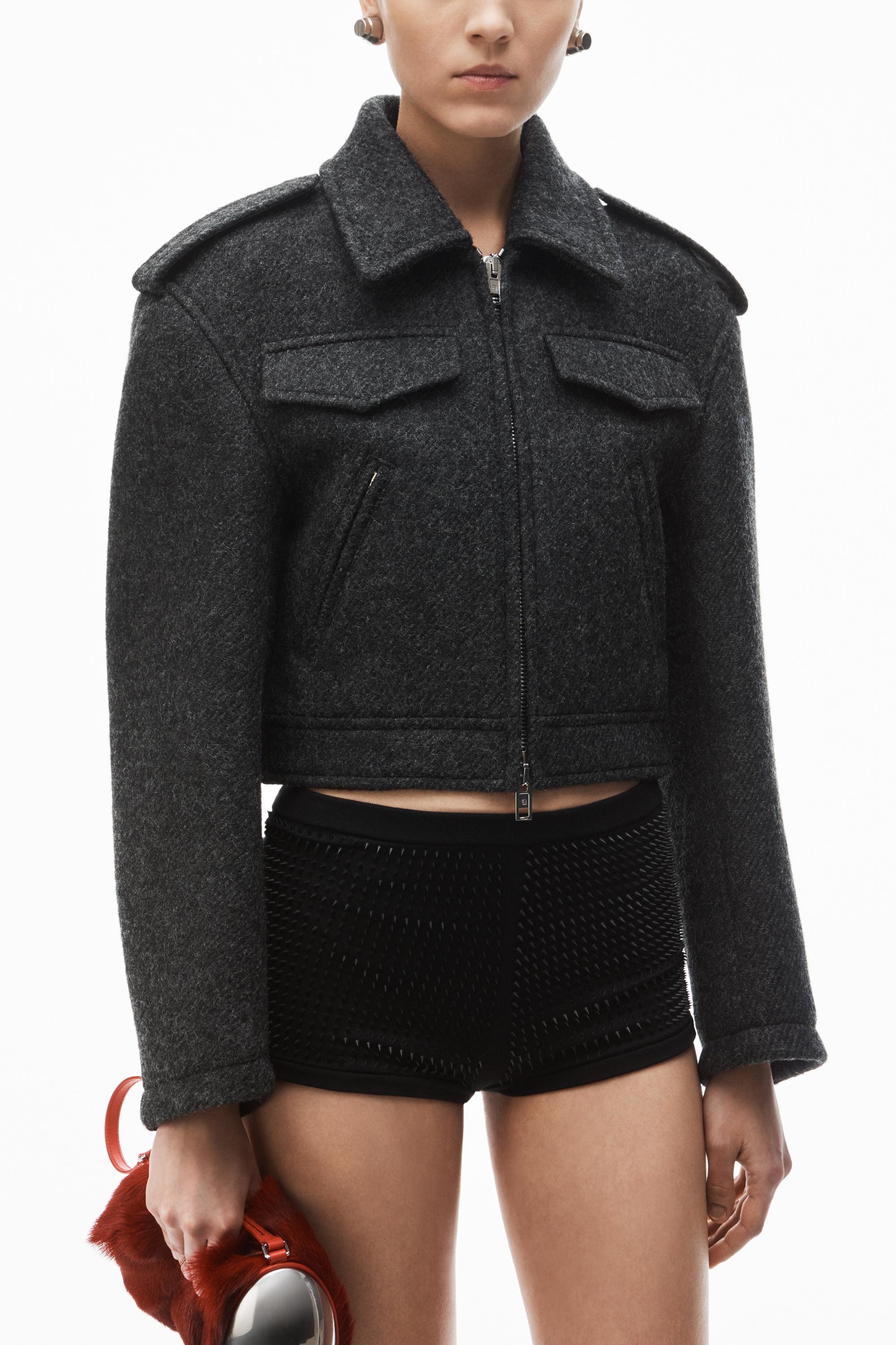 Cropped Military Jacket In Donegal Wool Product Image