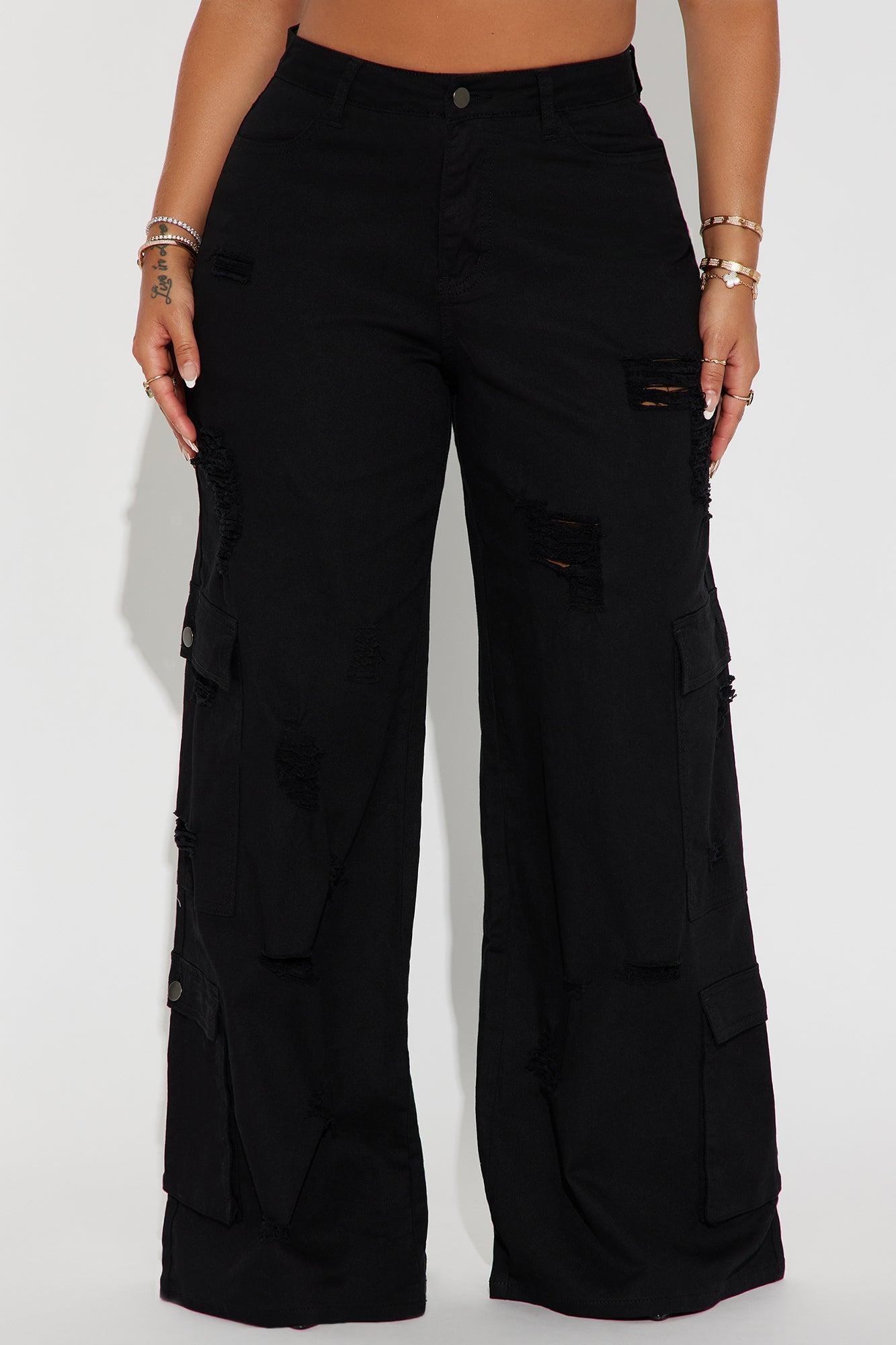 Camelia Wide Leg Cargo Pant - Black Product Image