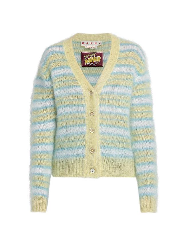 Womens Striped Mohair-Blend Cardigan Product Image