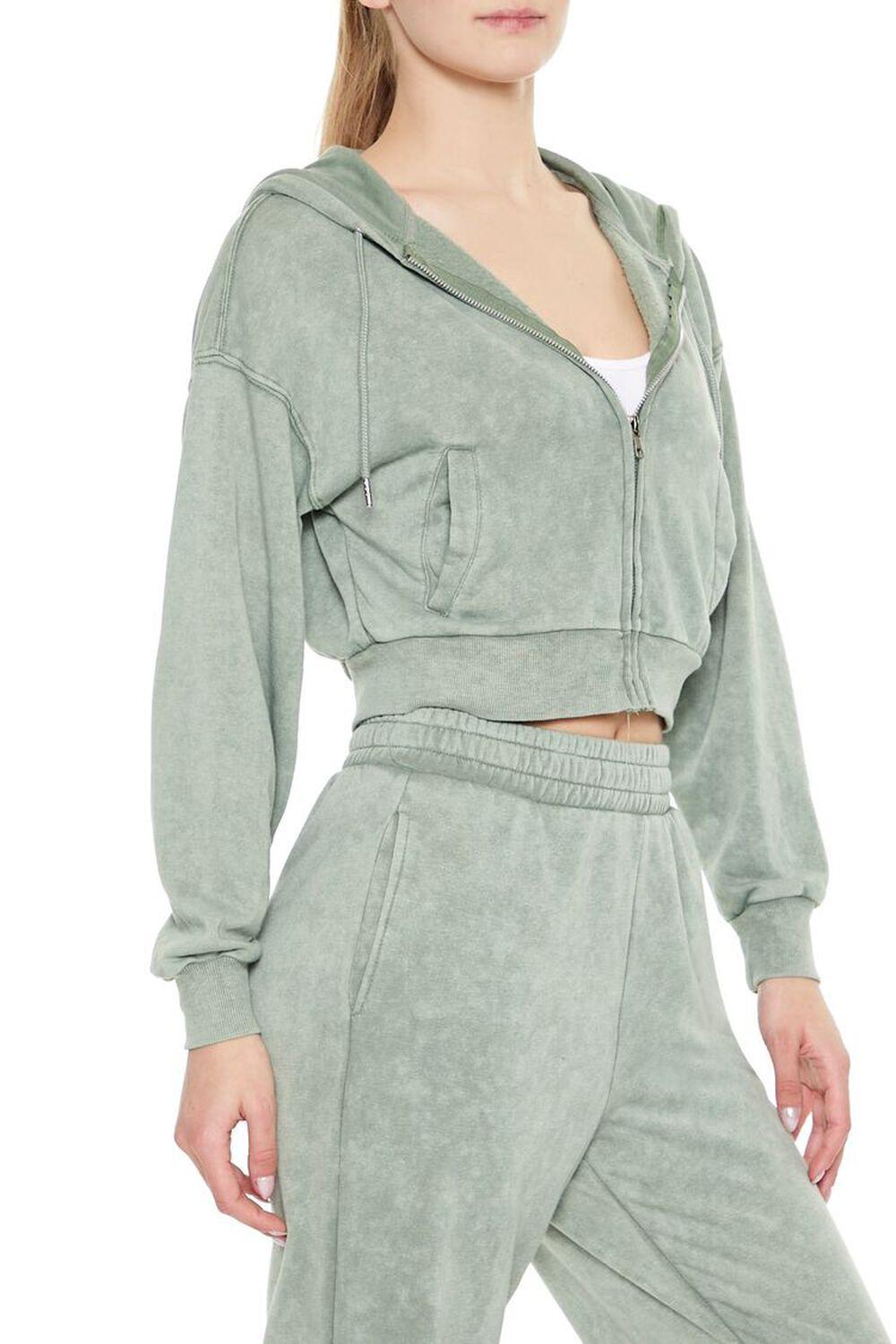 Cropped Cloud Wash Zip-Up Hoodie | Forever 21 Product Image