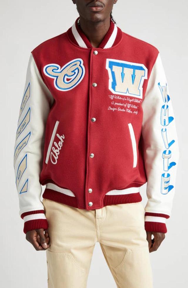 STONE ISLAND Patch-detail Bomber Jacket In Red Off White Product Image