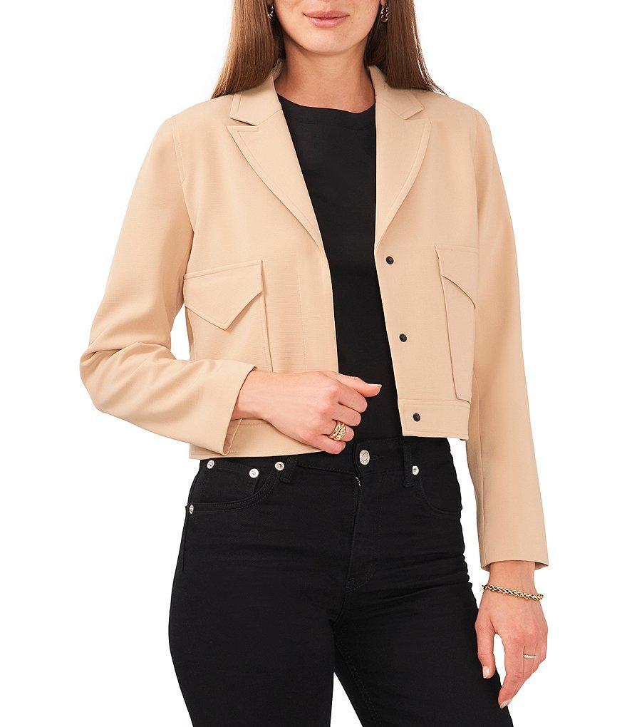 Vince Camuto Notch Lapel Long Sleeve Button Front Cropped Blazer Product Image