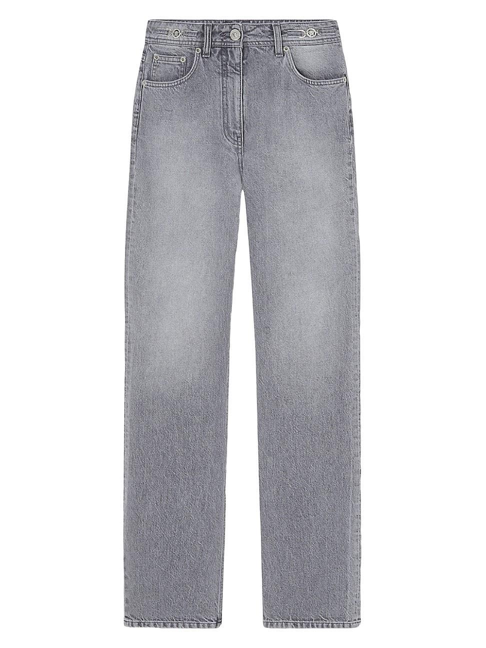 Womens Stone Wash Grey Relaxed-Fit Jeans product image